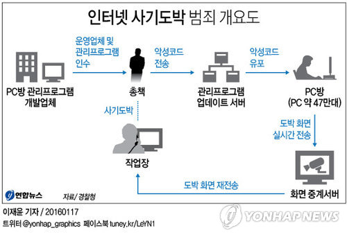 <그래픽> 인터넷 사기도박 범죄 개요도