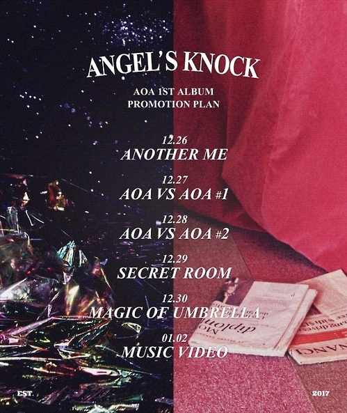 女团AOA第一张正规专辑《ANGEL'S KNOCK》海报（韩联社/FNC娱乐提供）