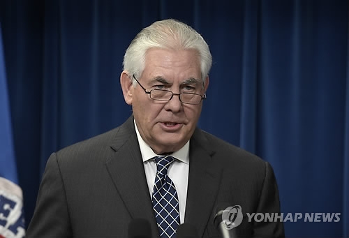 资料图片：美国国务卿蒂勒森（韩联社）