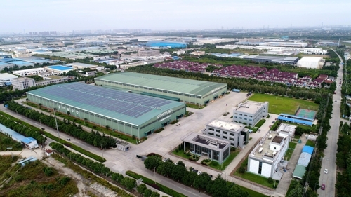 资料图片：浦项（苏州）汽车配件制造有限公司鸟瞰图（韩联社/POSCO提供） 