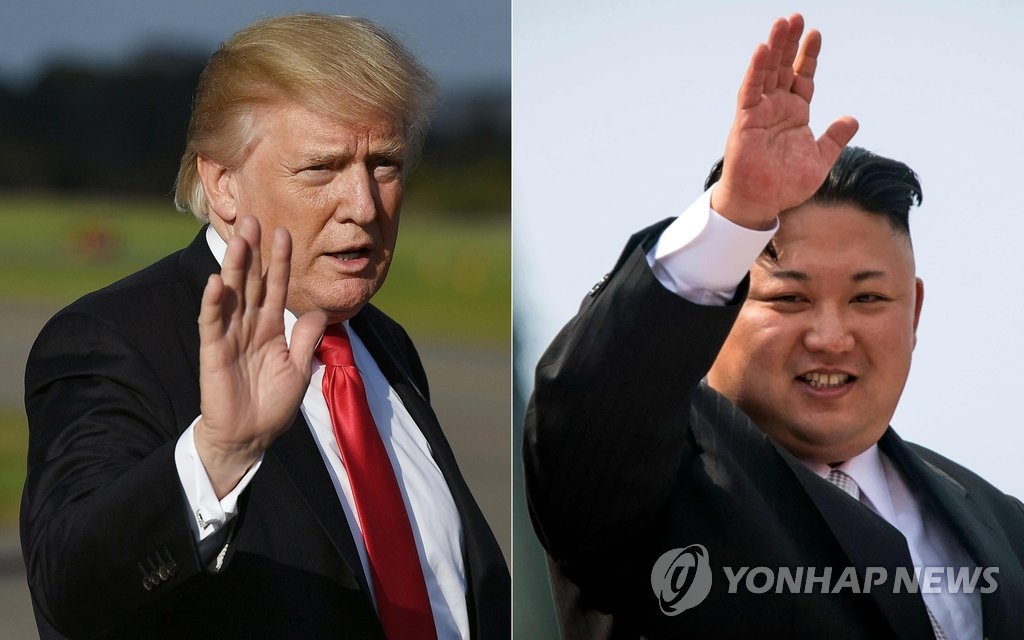 资料图片：左为美国总统特朗普，右为朝鲜劳动党委员长金正恩。（韩联社） 