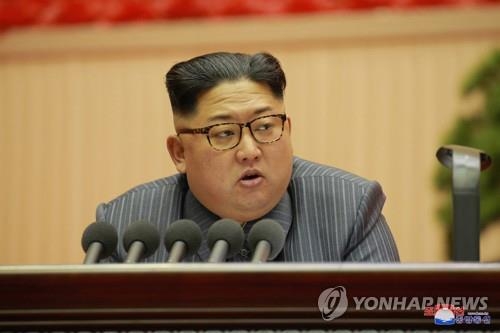 资料图片：图为朝鲜劳动党委员长金正恩。图片仅限韩国国内使用，严禁转载复制。（韩联社/朝中社）