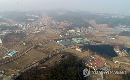 资料图片：位于京畿道龙仁市的半导体集群用地鸟瞰图（韩联社） 
