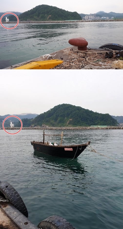 资料图片：朝鲜渔船停靠在三陟港。韩联社/读者供图（图片严禁转载复制）