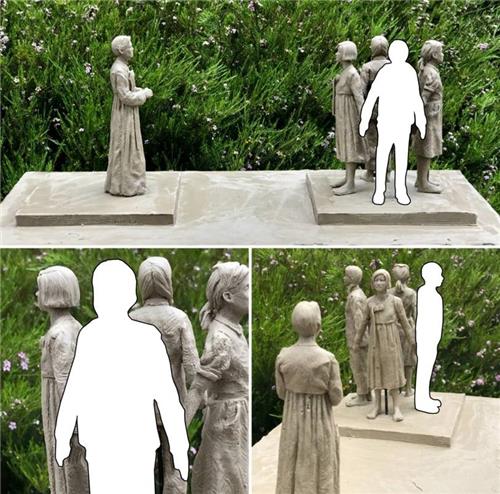 资料图片：慰安妇纪念铜像，白色部分为真人比例。 首尔市政府供图（图片严禁转载复制）