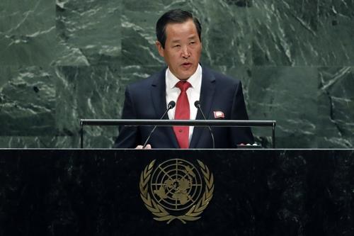 资料图片：朝鲜常驻联合国代表金星 韩联社 
