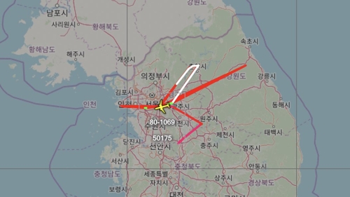 U-2S飞行轨迹 韩联社/“飞机守望”截图（图片严禁转载复制）
