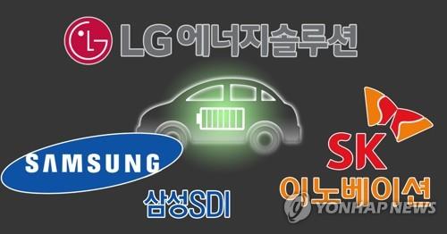 LG能源解决方案、三星SDI、SK创新标志 韩联社