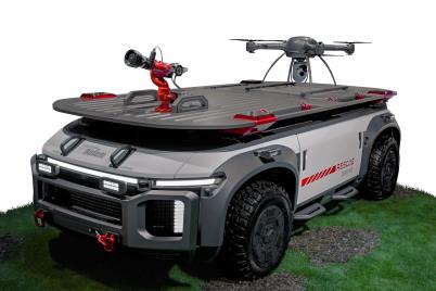 现代汽车融合无人机和消防水枪的概念车型Rescue Drone 现代汽车供图（图片严禁转载复制）