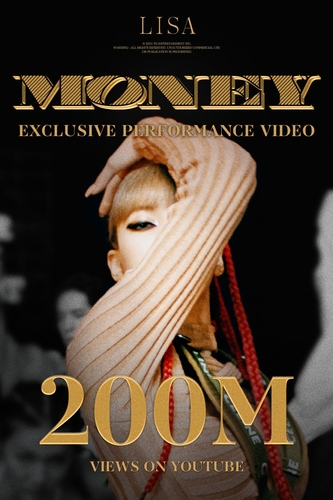 LISA《MONEY》独家表演视频在优兔上的播放量突破2亿次大关。 韩联社/YG娱乐供图（图片严禁转载复制）