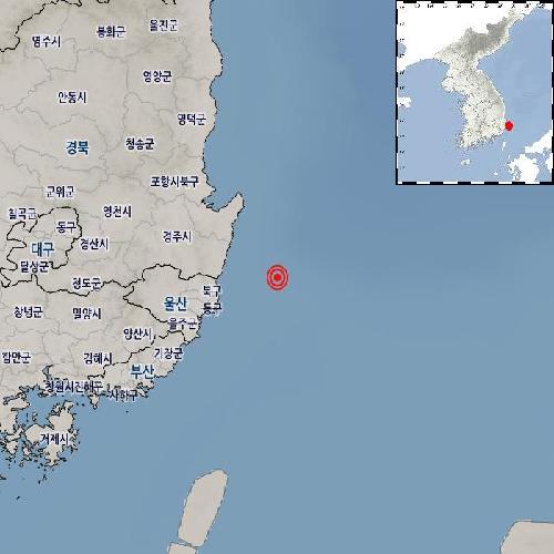 据韩国气象厅11月17日消息，当天凌晨1时39分许在蔚山市东区东北偏东35公里海域发生2.9级地震。 韩联社/气象厅供图（图片严禁转载复制）