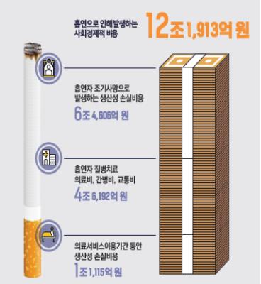 因吸烟产生的社会经济成本示意图 韩联社/疾病管理厅供图（图片严禁转载复制）