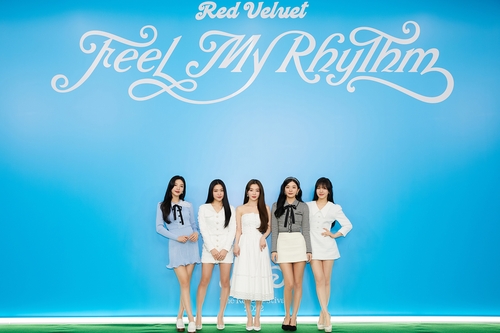 3月21日，Red Velvet举行新辑《The ReVe Festival 2022 - Feel My Rhythm》线上发布会。 韩联社/SM娱乐供图（图片严禁转载复制）