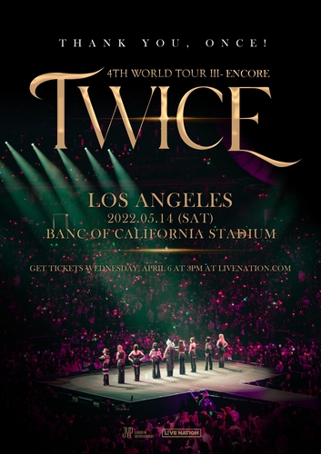 资料图片：“TWICE 4TH WORLD TOUR Ⅲ”安可演唱会宣传海报 韩联社/JYP娱乐供图（图片严禁转载复制）