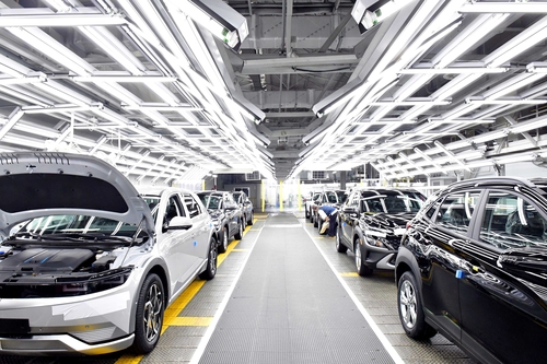 现代汽车蔚山工厂的“艾尼氪5”生产线 现代汽车供图（图片严禁转载复制）