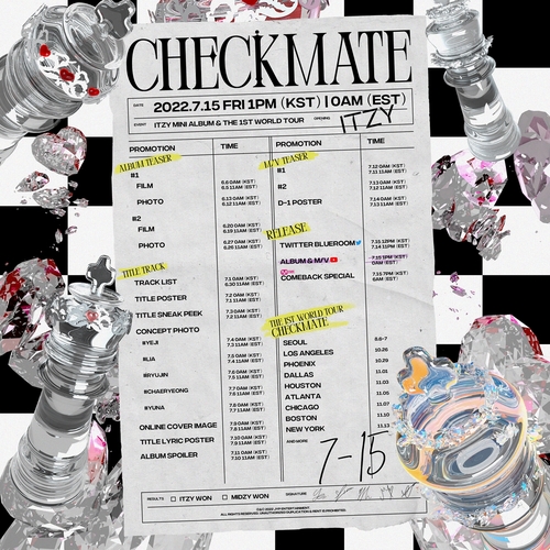 ITZY迷你新辑《CHECKMATE》发布时间表 JYP娱乐供图（图片严禁转载复制）