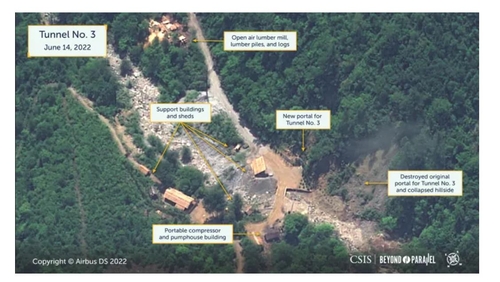 朝鲜丰溪里核试验场3号坑道卫星照片 CSIS官网截图（图片严禁转载复制）