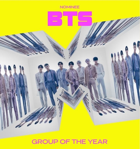 资料图片:经纪公司BIGHIT MUSIC于8月20日表示,旗下男团防弹少年团(BTS)在美国最具代表性的音乐颁奖礼之一——“MTV音乐录影带大奖”(VMA)上获得6个奖项提名。图为防弹少年团MTV宣传海报。 韩联社/VMA供图(图片严禁转载复制)