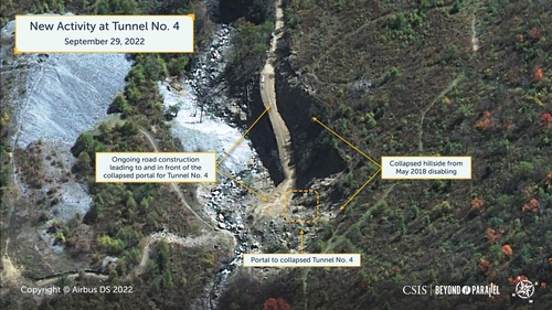 资料图片：朝鲜丰溪里核试验场卫星照片，摄于9月29日。 超越平行线（Beyond Parallel）供图（图片仅限韩国国内使用，严禁转载复制）
