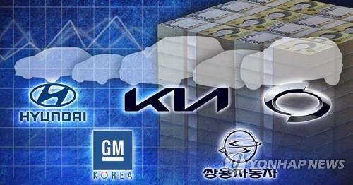 资料图片：韩国五大整车品牌标志 韩联社
