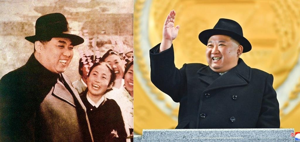 资料图片：左为朝鲜已故前最高领导人金日成生前照，右为金正恩。 韩联社/朝中社（图片仅限韩国国内使用，严禁转载复制）