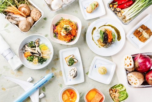 资料图片：大韩航空推出的特色韩餐。 韩联社/大韩航空供图（图片严禁转载复制）