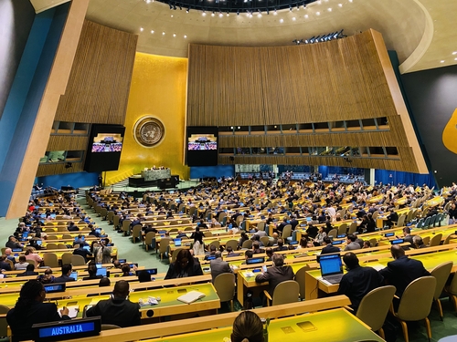 当地时间6月6日，在美国纽约联合国总部，第77届联合国大会选举新一轮安理会非常任理事国。 韩联社