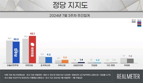 政党支持率走势 Realmeter供图（图片严禁转载复制）