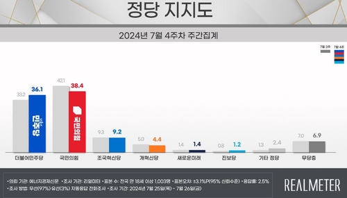 各政党支持率走势 Realmeter供图（图片严禁转载复制）