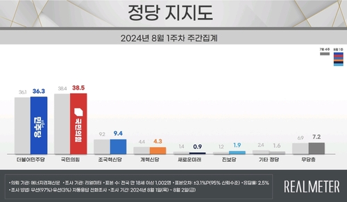 各政党支持率走势 Realmeter供图（图片严禁转载复制）