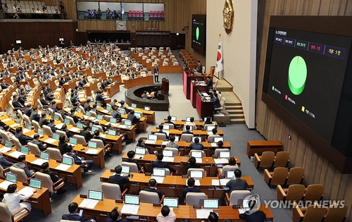 8月28日，韩国国会召开全体会议表决通过《医疗护理法案》。 韩联社