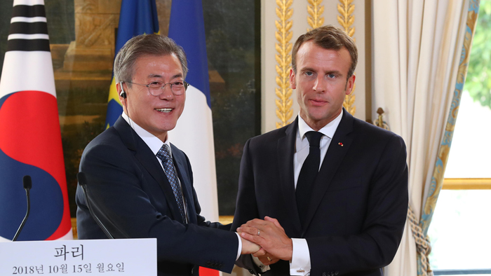 韩法首脑发表共同宣言 商定就无核化保持紧密合作