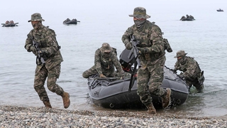 韩美英海军陆战队在韩举行联合侦搜演练