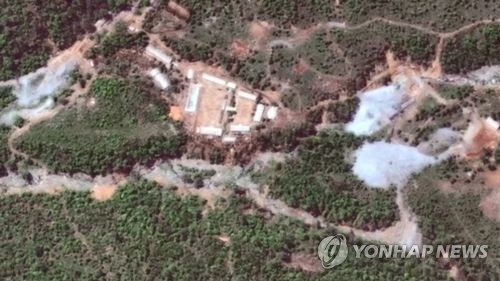 朝鲜丰溪里核试验场卫星图 韩联社TV供图