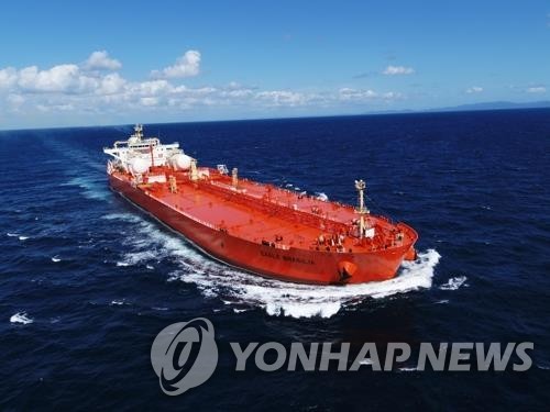 资料图片：三星重工业今年交付的液化天然气船 韩联社/三星重工业供图（图片严禁转载复制）