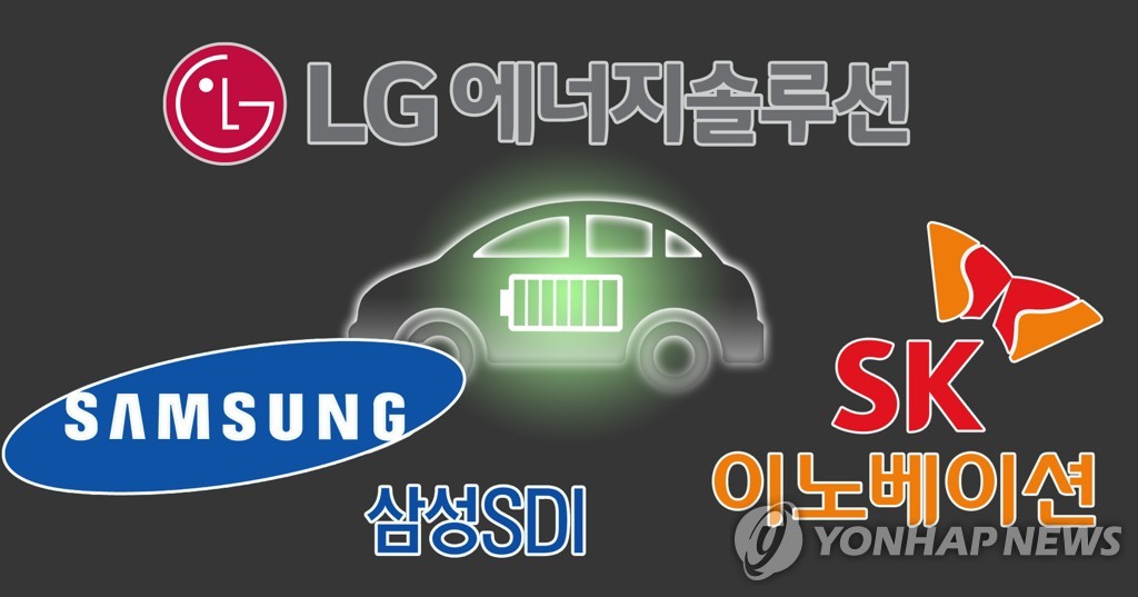 资料图片：韩国三大电池制造企业的标志 韩联社