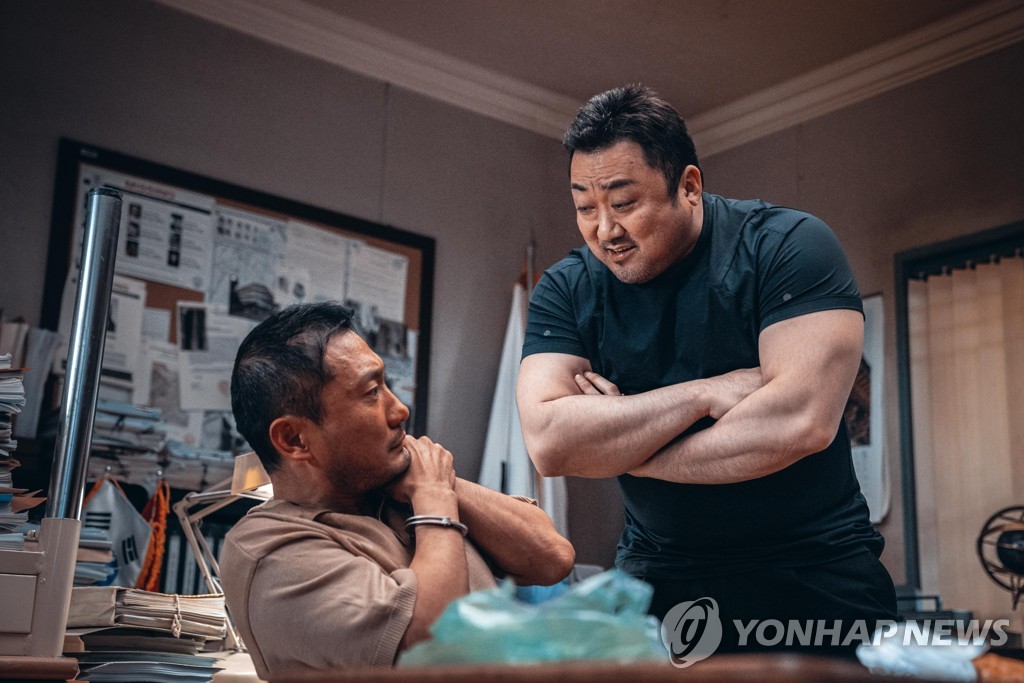 资料图片：《犯罪都市2》剧照 韩联社/ABO娱乐、Megabox中央Plus M供图（图片严禁转载复制）