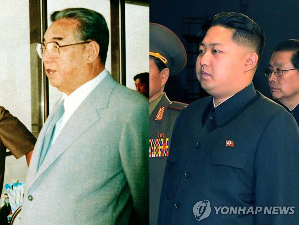金正恩2010年10月的中山装扮相与祖父金成日形神兼似。 韩联社