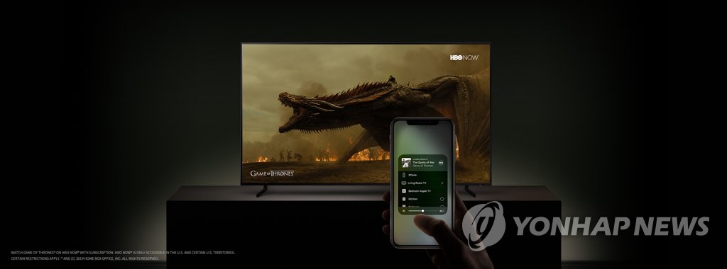 三星新款电视产品将配置苹果影音系统。（韩联社/三星电子供图）