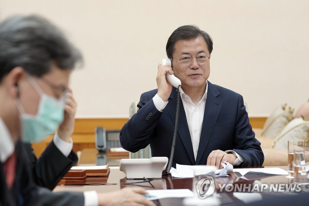 资料图片：韩国总统文在寅 韩联社/青瓦台供图（图片严禁转载复制）