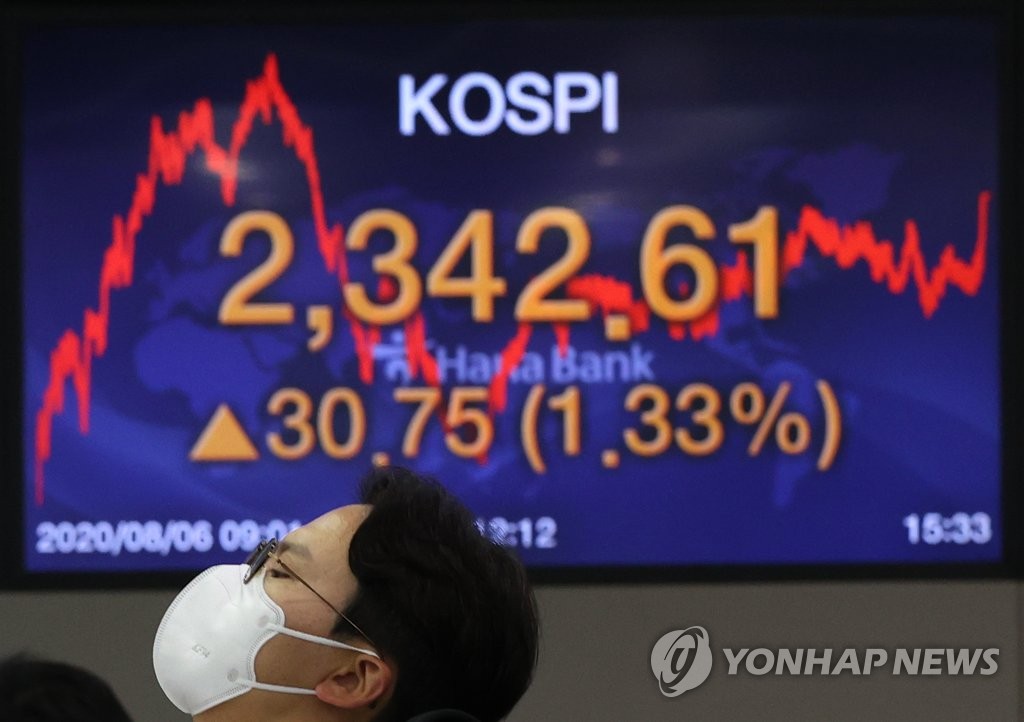 资料图片：首尔韩亚银行总部交易室 韩联社