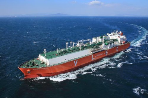 资料图片：三星重工业制造的世界首艘超大型乙烷运输船(VLEC) 韩联社/三星重工业供图（图片严禁转载复制）