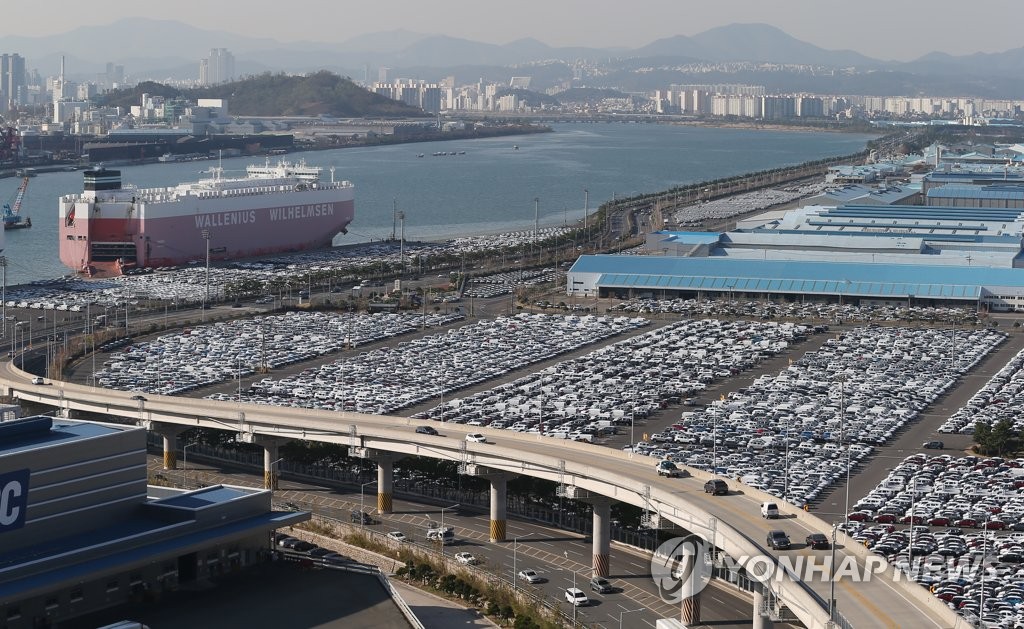 资料图片：现代汽车蔚山工厂码头 韩联社