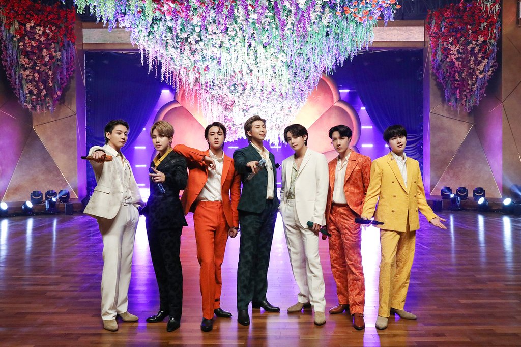 3月15日，韩国男团防弹少年团（BTS）受邀登上第63届格莱美颁奖典礼表演舞台。 韩联社/Big Hit娱乐供图（图片严禁转载复制）