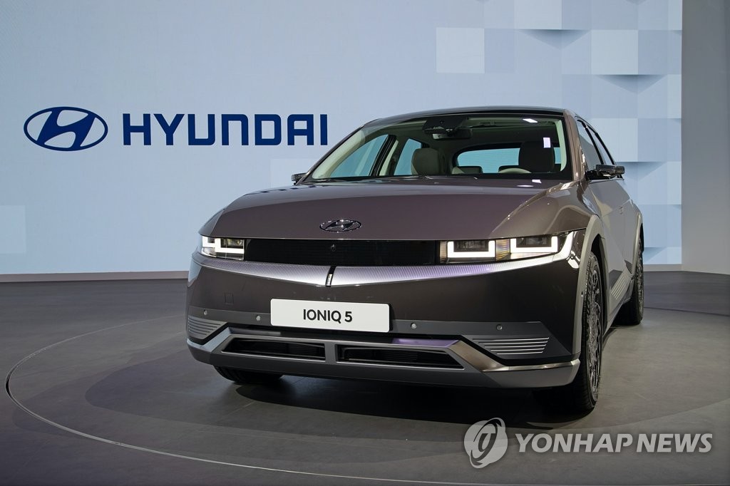 2021上海车展上的现代IONIQ 5 韩联社/现代汽车供图（图片严禁转载复制）