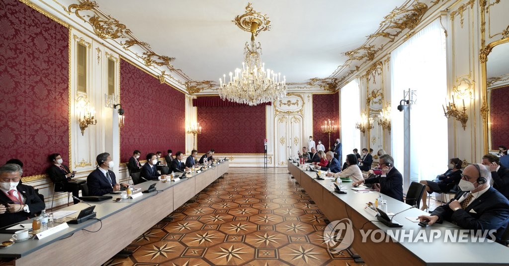当地时间6月14日，在奥地利维也纳，韩奥领导人举行会谈。 韩联社