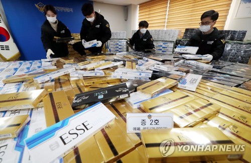 韩海警查获对华走私香烟案 案值创纪录