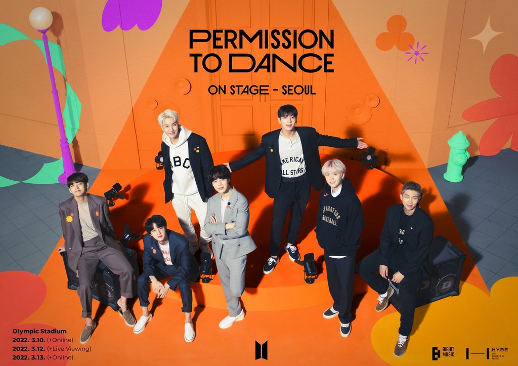 资料图片：防弹少年团（BTS）线下演唱会“BTS PERMISSION TO DANCE ON STAGE - SEOUL”海报 韩联社/BIGHIT MUSIC供图（图片严禁转载复制）