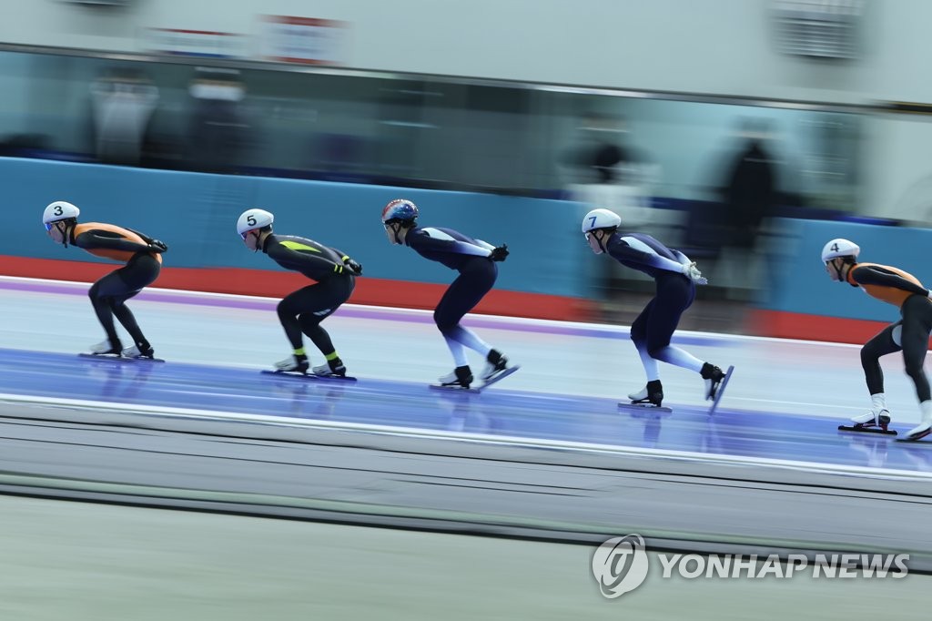 资料图片：韩国速滑选手 韩联社TV供图