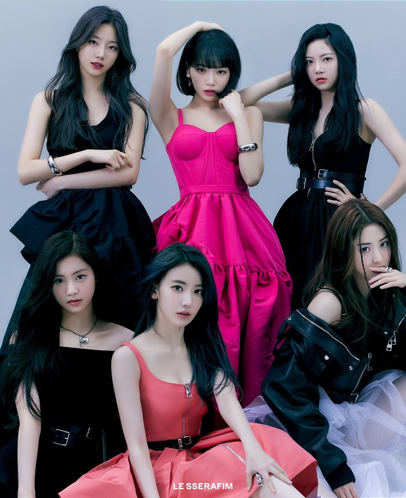 女团LE SSERAFIM 韩联社/SOURCE MUSIC供图（图片严禁转载复制）